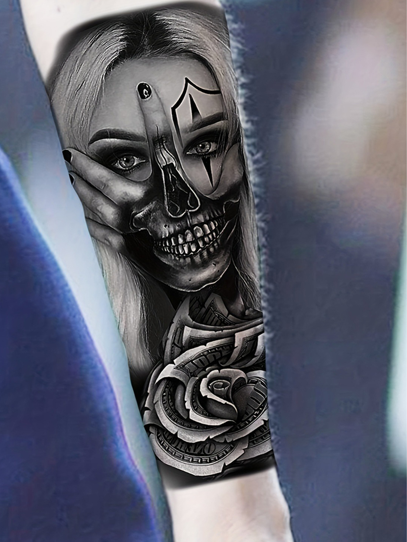 Dark Girl Sketch Temporary Tattoo